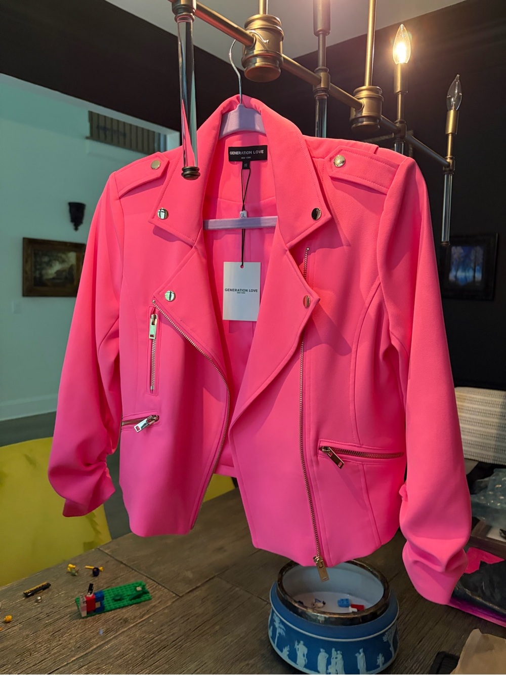 Generation Love Hot Pink Moto-Style Leather Jacket